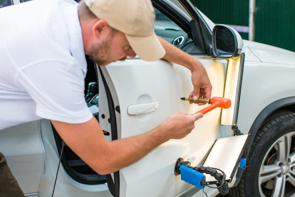 OKC AUTO Works performs hail damage repairs including PDR (or Paintless Dent Repair) and conventional auto body repair. Our body shop has experience dealing with storm damage repair. 
